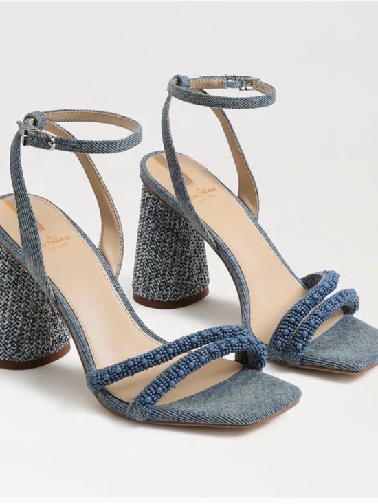 Sam Edelman Shoes - Sam Edelman KIA Beads Teal Blue Beaded Block Heel Sandals- size 8